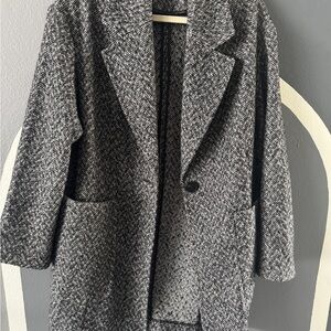 Topshop Monochrome Herringbone Blazer